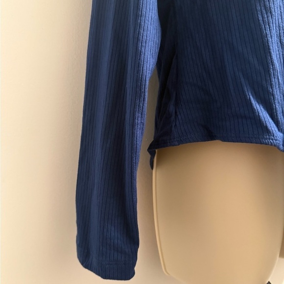 Violet & Roses Blue Ribbed Long Sleeve Bodysuit 1X - Picture 6 of 12